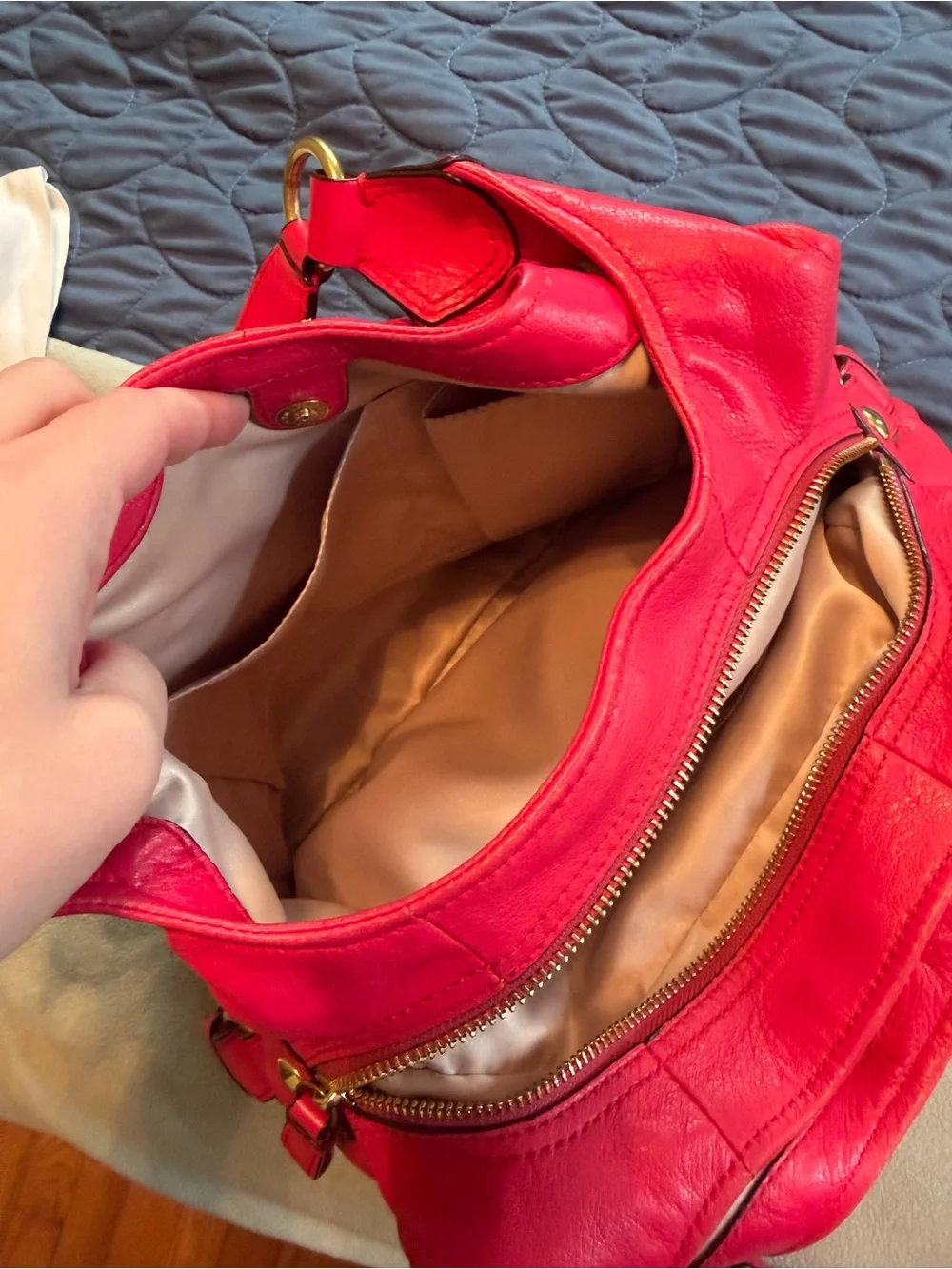 Coach Pebble Leather Hobo Bag in Hot Pink with Gold Hardware